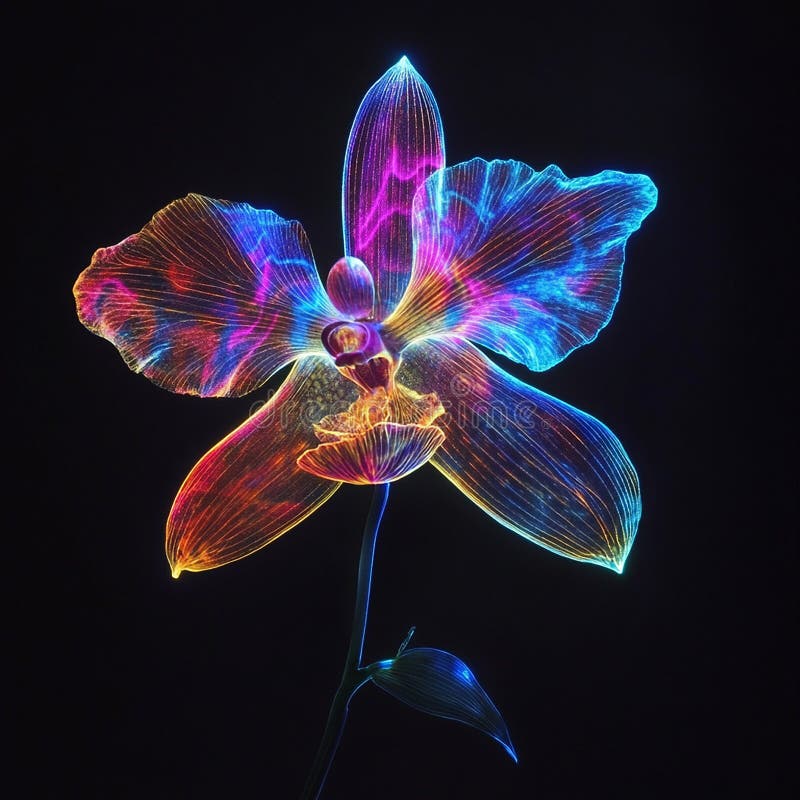 Orchid with Glowing Metallic Veins royalty free illustration