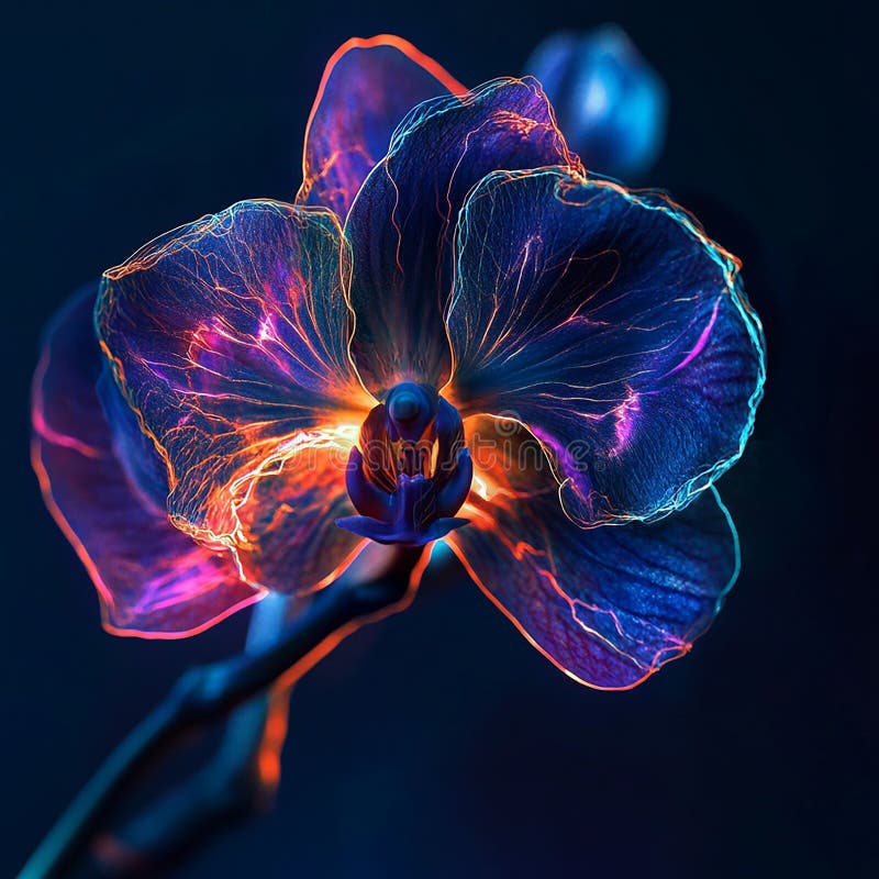 Orchid with Glowing Metallic Veins royalty free illustration