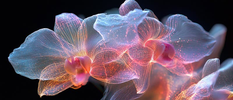 Orchid with Intricate Glowing Filaments stock illustration
