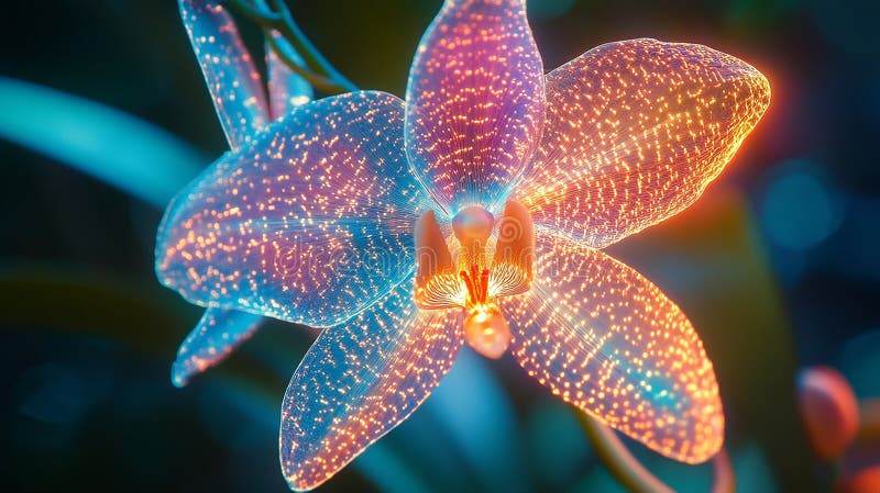 Orchid with Intricate Glowing Filaments vector illustration