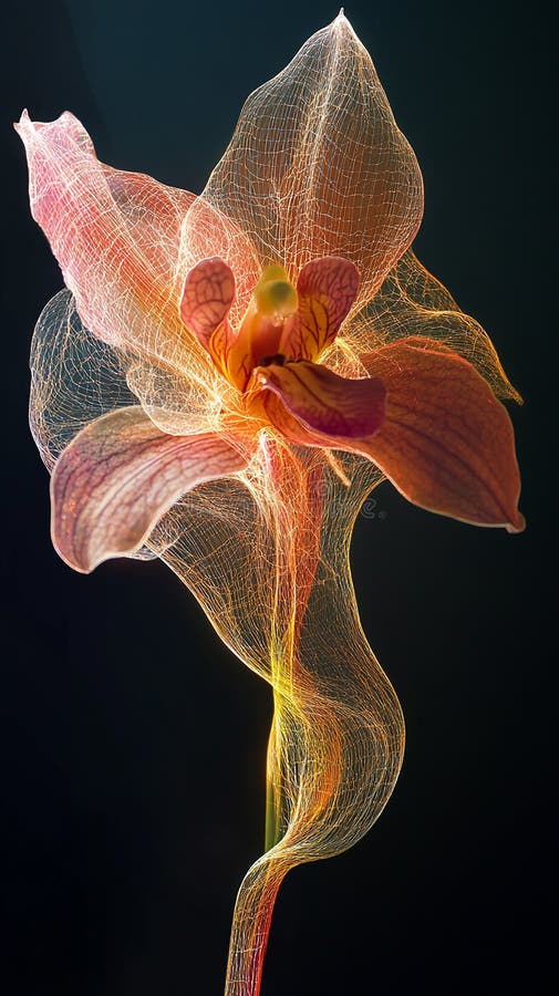 Orchid with Intricate Glowing Filaments stock illustration