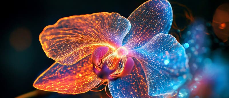 Orchid with Intricate Glowing Filaments vector illustration