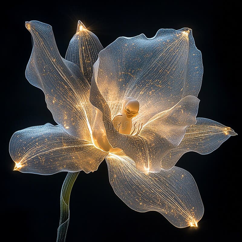 Orchid with Intricate Glowing Filaments vector illustration