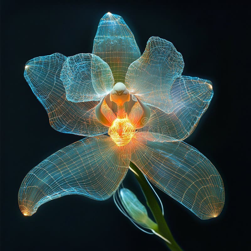 Orchid with Intricate Glowing Filaments royalty free illustration