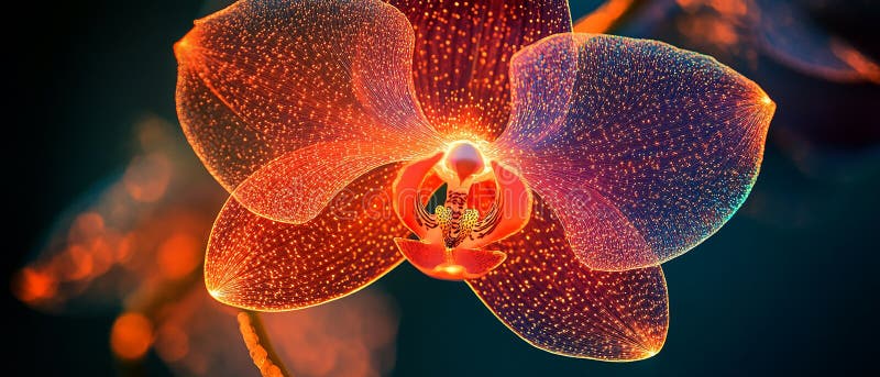 Orchid with Intricate Glowing Filaments vector illustration