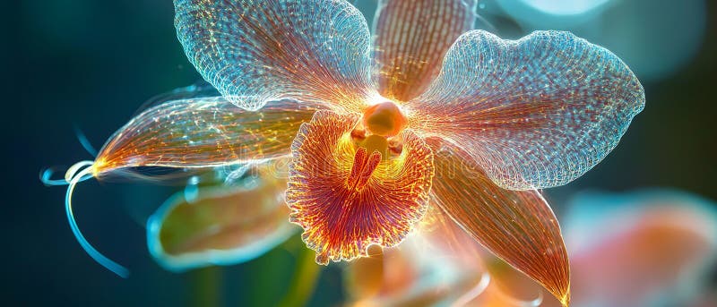 Orchid with Intricate Glowing Filaments vector illustration