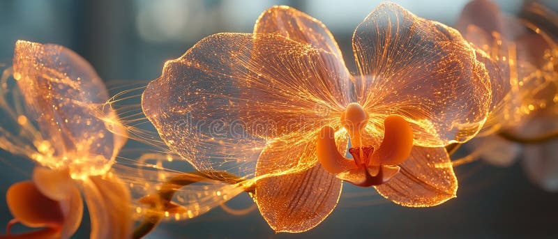 Orchid with Intricate Glowing Filaments vector illustration