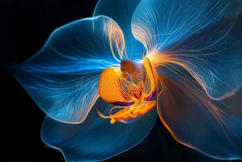 Orchid with Intricate Glowing Filaments royalty free illustration