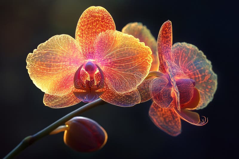 Orchid with Intricate Glowing Filaments royalty free illustration