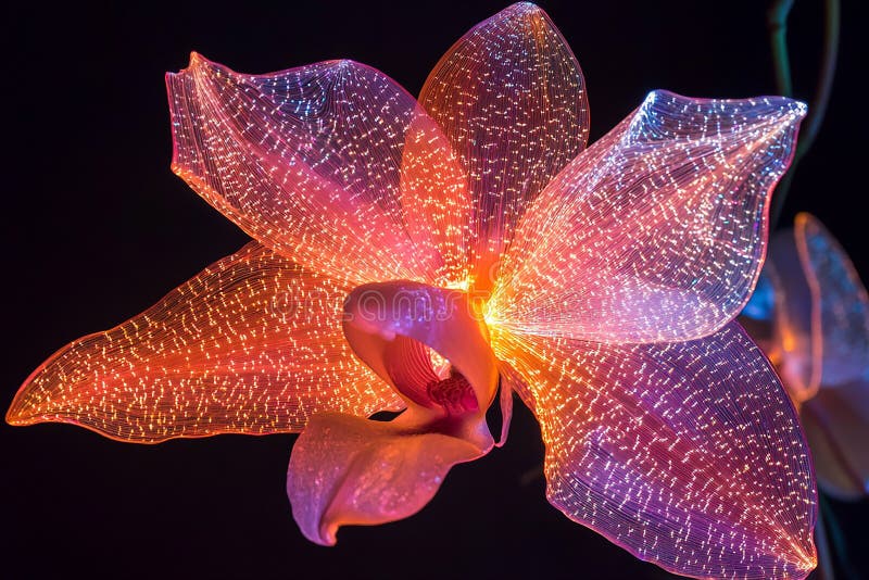 Orchid with Intricate Glowing Filaments royalty free illustration