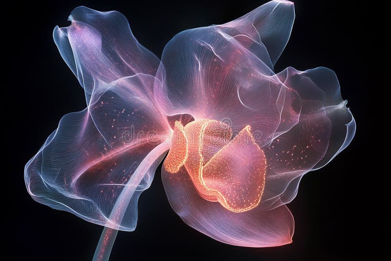 Orchid with Intricate Glowing Filaments stock illustration