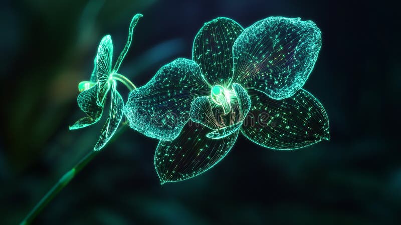 Orchid with Intricate Glowing Filaments royalty free illustration