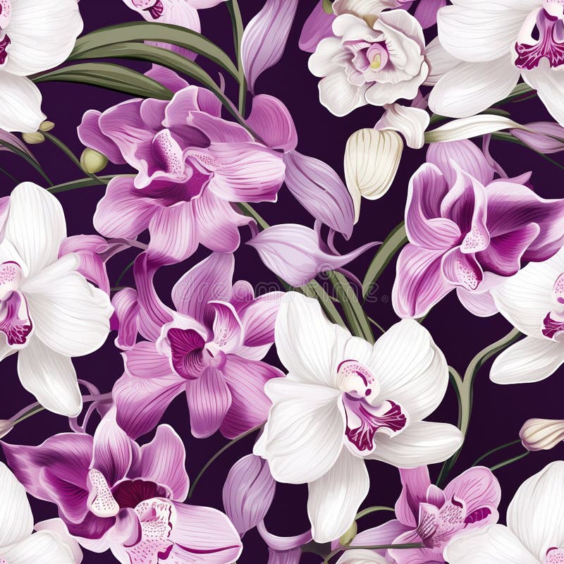 Orchid Symphony Seamless Delight Stock Illustration - Illustration