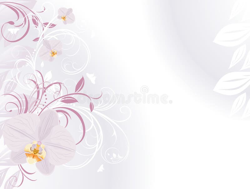 Orchids with decorative sprigs. Background