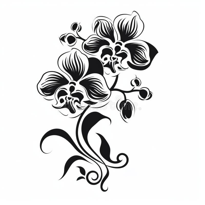Hand drawn vector ink orchid flowers stems  Stock Illustration  98801573  PIXTA