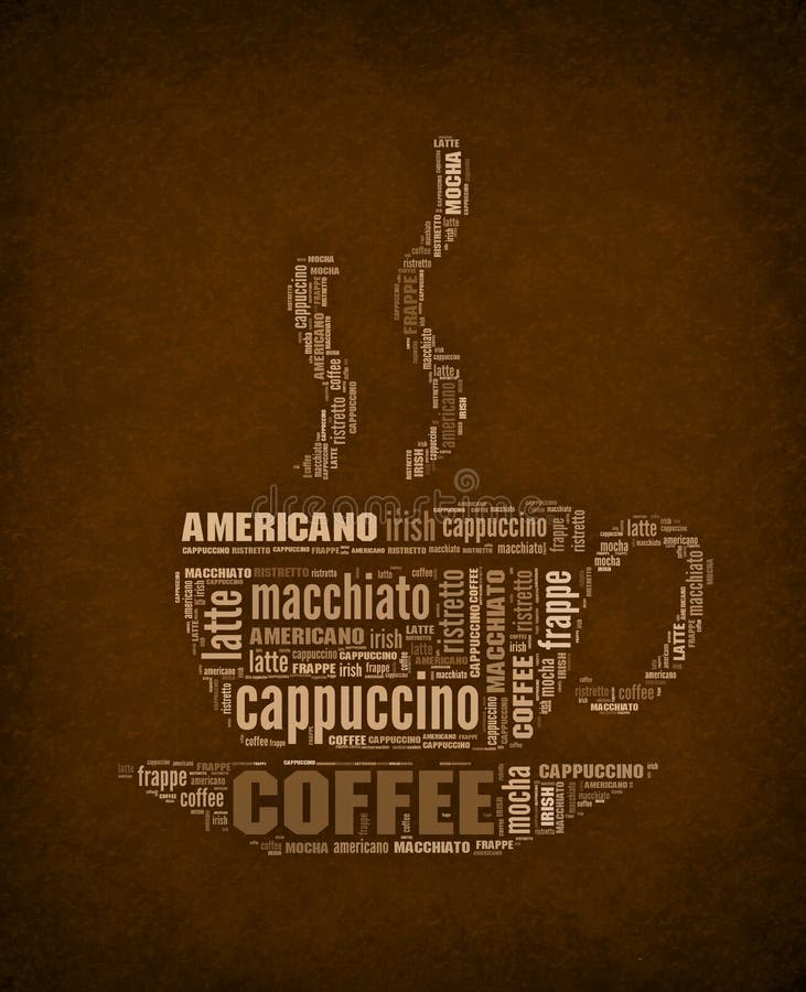 ord för kaffekopp stock illustrationer ord för kaffekopp stock illustrationer
