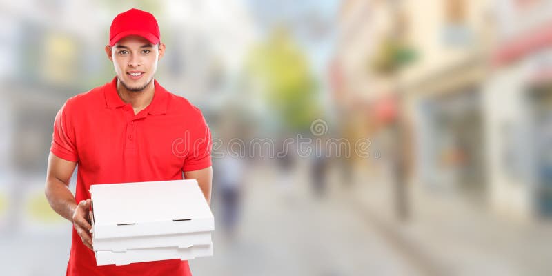 A ordem do menino do homem do latino da entrega da pizza que entrega o trabalho entrega o espaço novo da cópia do copyspace da ba