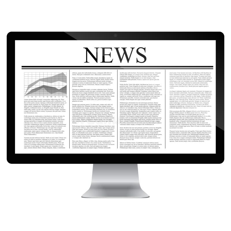 Computer with news article on screen isolated on white. Vector. Computer with news article on screen isolated on white. Vector