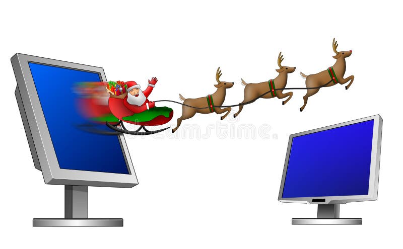 Ordenador del trineo de Papá Noel libre illustration Ordenador del trineo de Papá Noel libre illustration