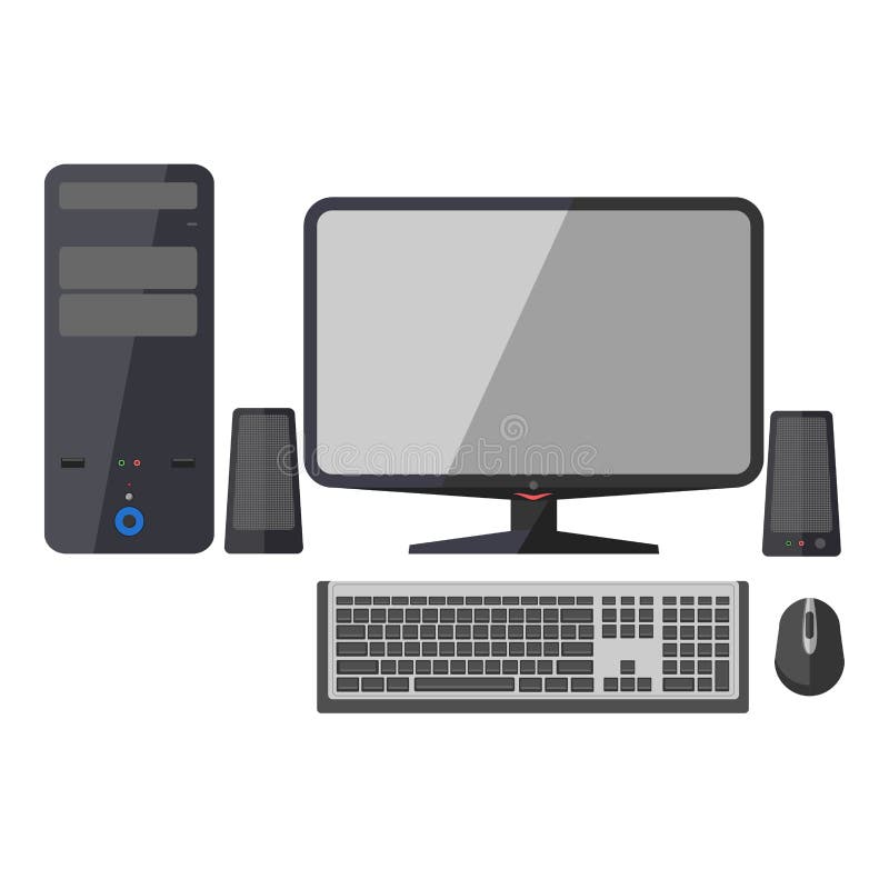 Ordenador, monitor, teclado y ratón stock de ilustración Ordenador, monitor, teclado y ratón stock de ilustración