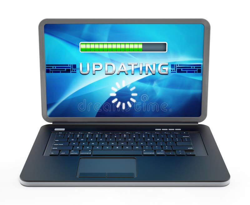 Ordenador portátil con la pantalla de la actualización de software ilustraci?n 3D stock de ilustración Ordenador portátil con la pantalla de la actualización de software ilustraci?n 3D stock de ilustración