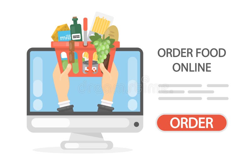 Order food online. stock vector. Illustration of drink - 102900238