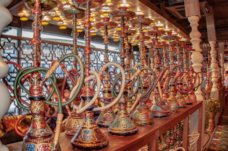 Hookah in a restaurant stock photo. Image of bright 156242324