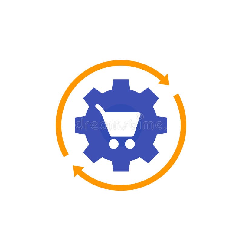 Order processing, e-commerce icon, flat vector