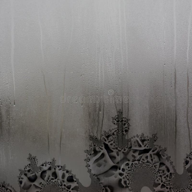 Fractal pattern with water condensation on a window pane stock illustration