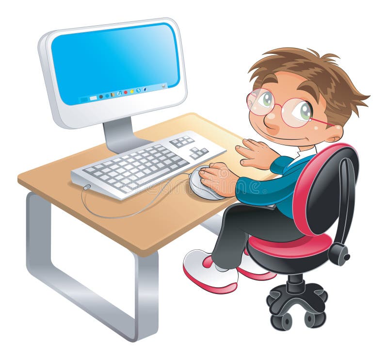 ordinateur de garçon illustration stock ordinateur de garçon illustration stock