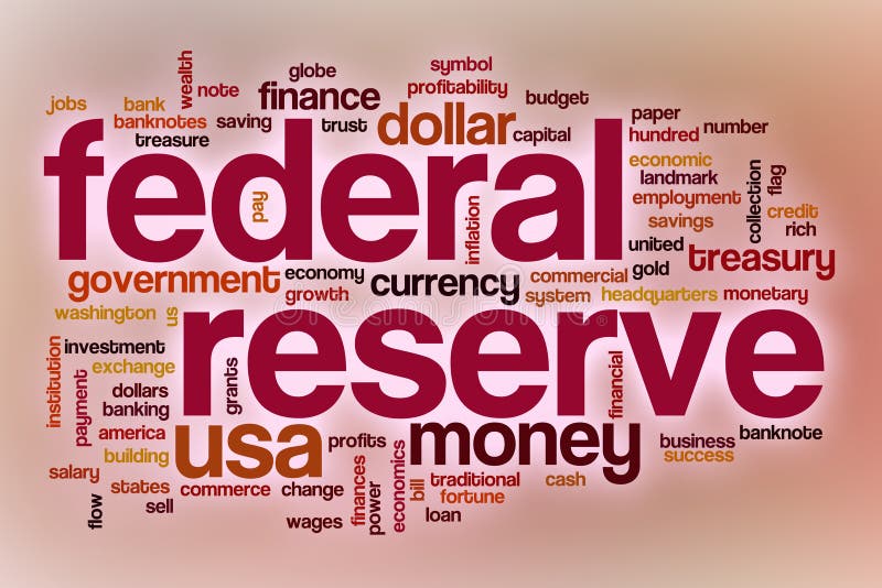 Federal reserve word cloud concept with abstract background. Federal reserve word cloud concept with abstract background