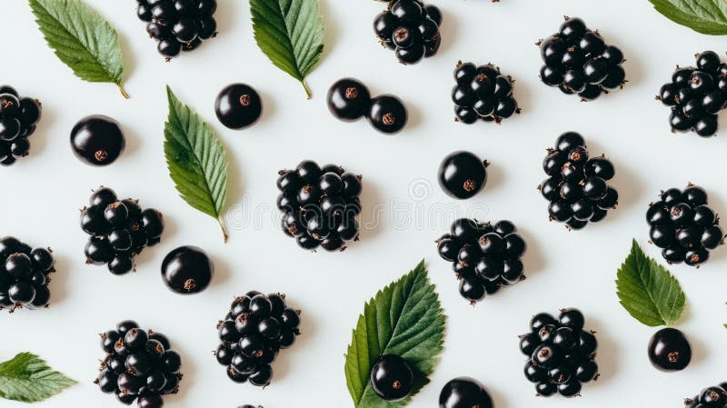 Ordningen har levande svarta vinbär med gröna stjälkar och blad arkivfoto