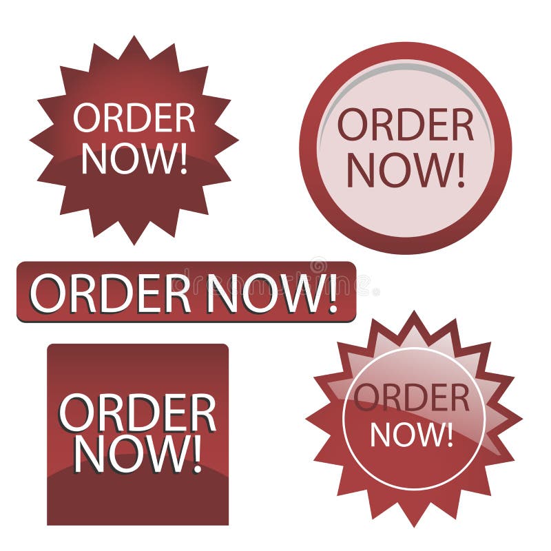 Set of five web button with order now text,isolated on white.EPS file available. Set of five web button with order now text,isolated on white.EPS file available