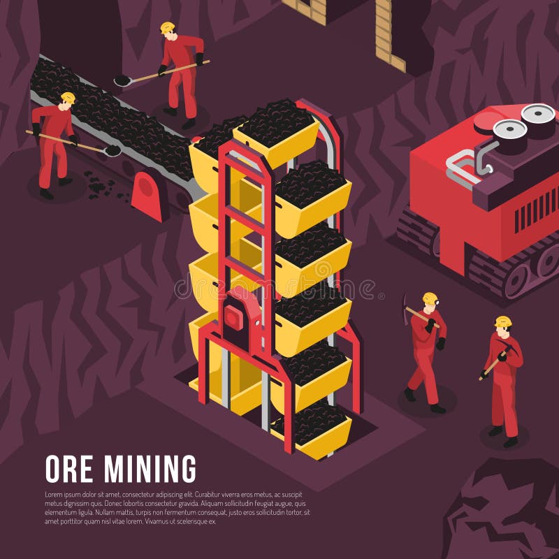 Ore Mining Process Isometric Illustration royalty free illustration