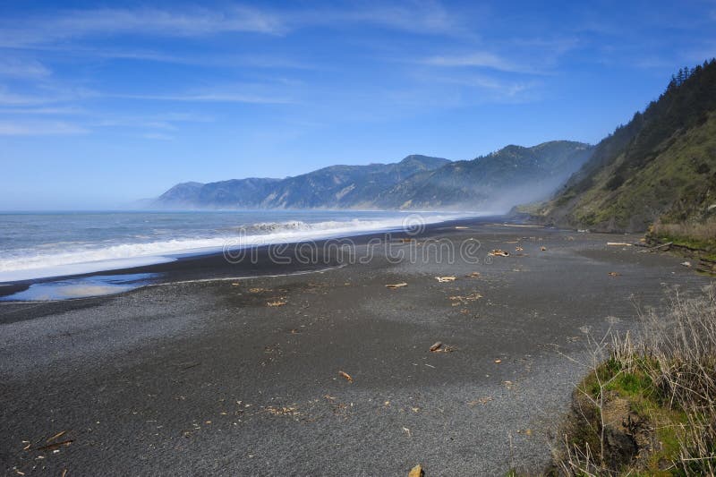 Black sand beach on the Oregon Coast