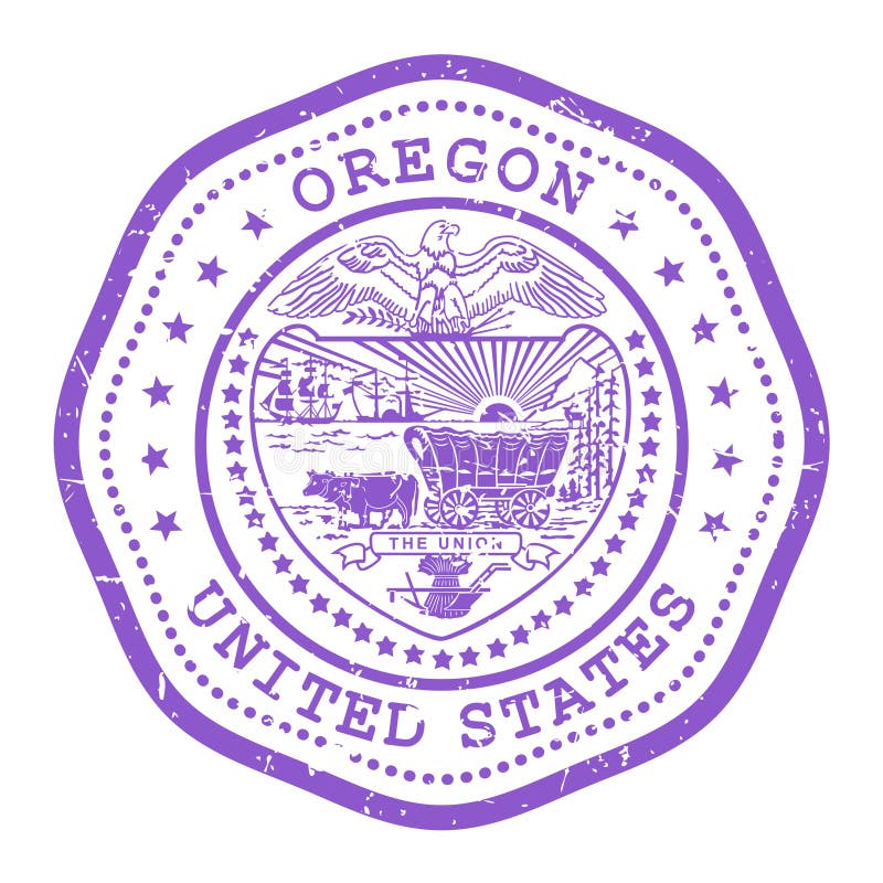 Oregon state stamp with seal, USA travel stamp, shabby postmark of Oregon royalty free illustration