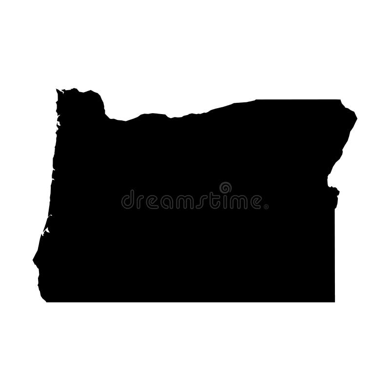 Oregon, state of USA - solid black silhouette map of country area. Simple flat vector illustration vector illustration