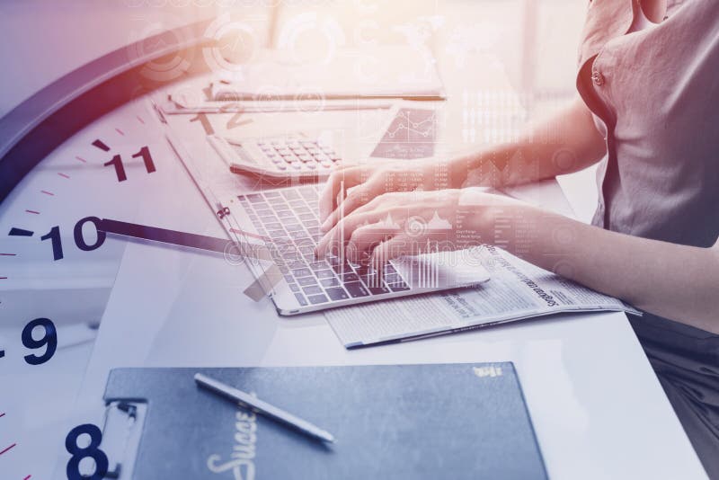 Orele de afaceri sau timpul de lucru în conceptul de birou stock photography