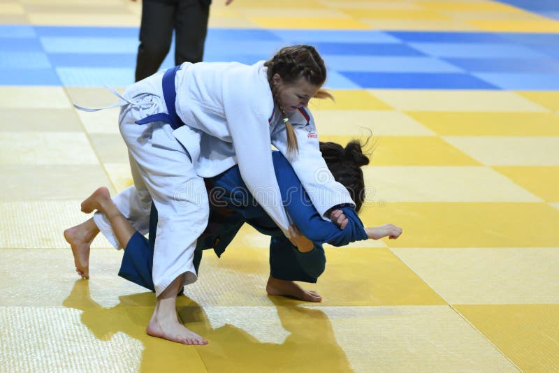 Orenburg, Russia - 21 October 2016: Girls compete in Judo. 