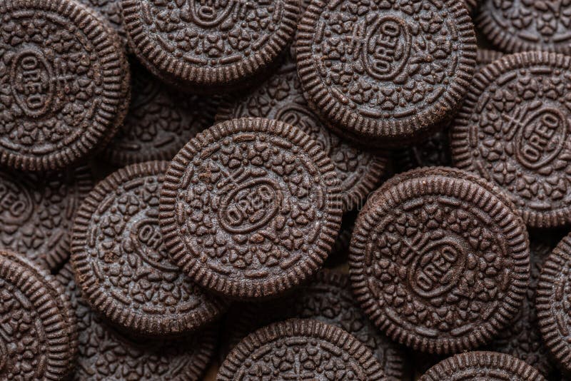 Oreo cookies close up.