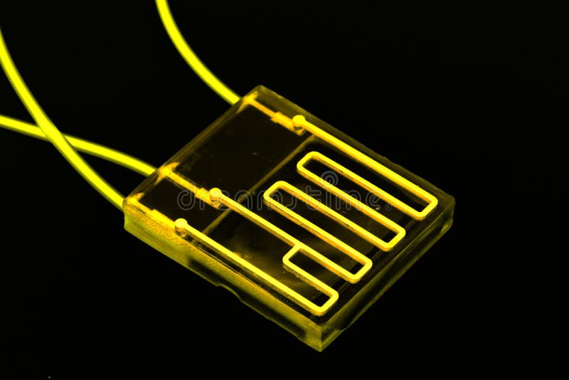 Organ-on-a-chip OOC - microfluidic device chip that simulates biological organs that is type of artificial organ. Prototype of