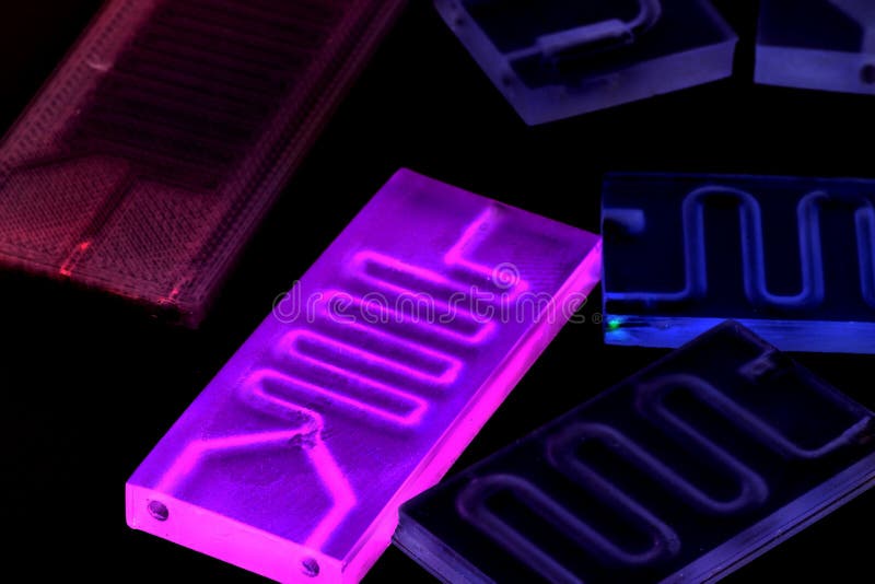 Organ-on-a-chip OOC - microfluidic device chip that simulates biological organs that is type of artificial organ. Prototype of