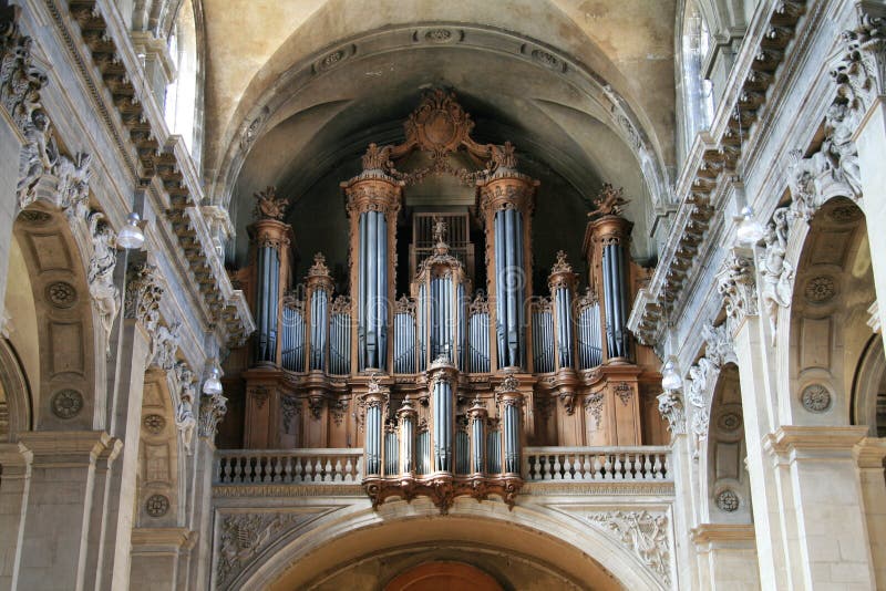 Organ with pipes of the cathedral of Nancy. Organ with pipes of the cathedral of Nancy