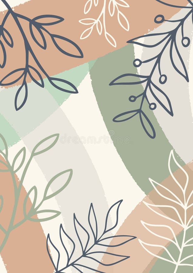 Organic Abstract Minimalist Pastel Background with Leaves Collection Stock  Vector  Illustration of layout media 227288464