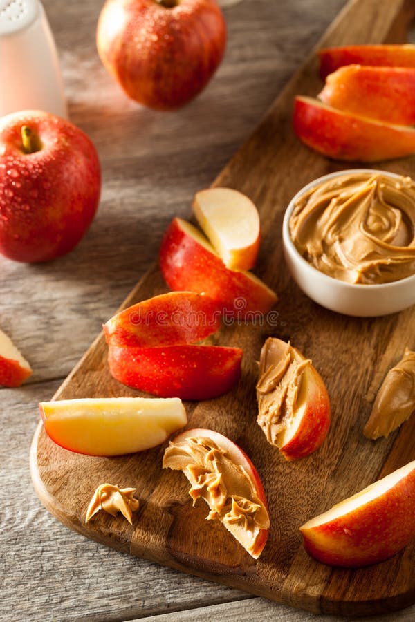 Organic Apples and Peanut Butter Stock Image - Image of ripe, tasty