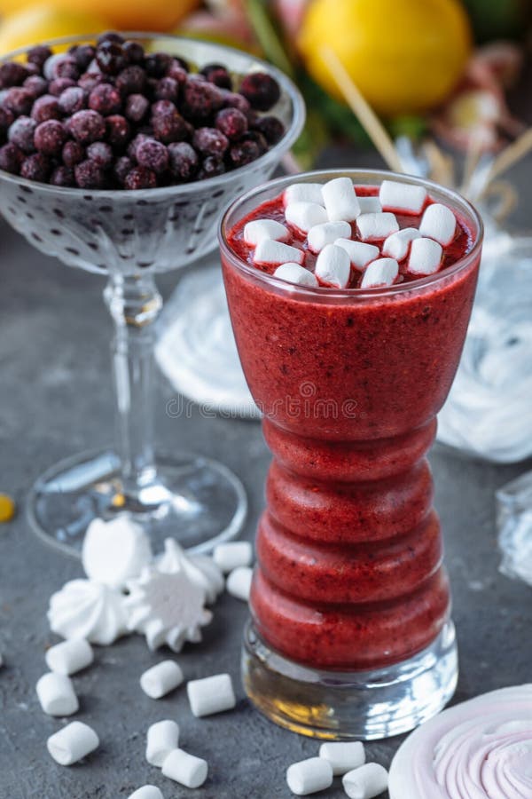 Organic Blueberry Smoothy made with fresh ingredients stock image