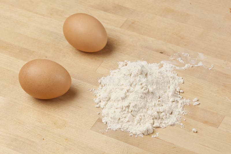 Organic Brown Chicken Egg and White Flour Stock Photo Image of
