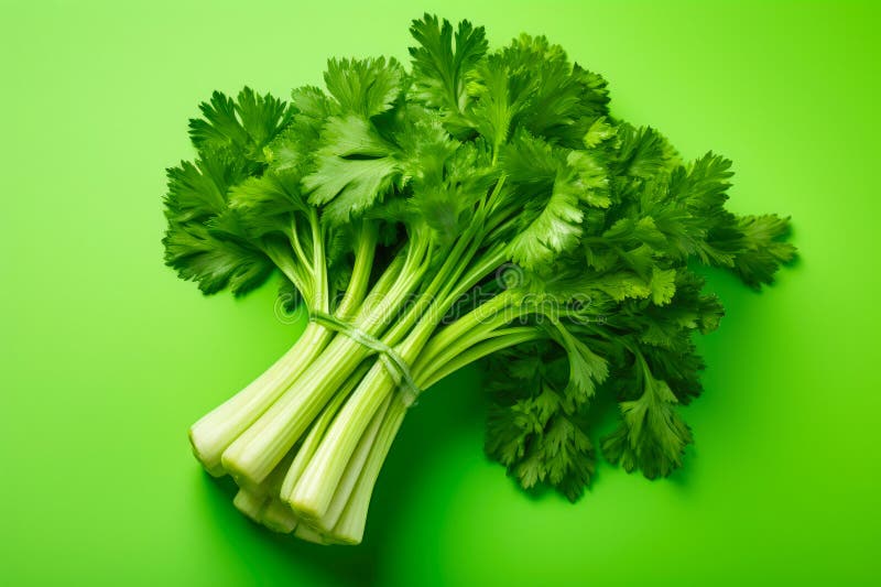 Organic Celery Bunch on a Colored Canvas. Stock Illustration