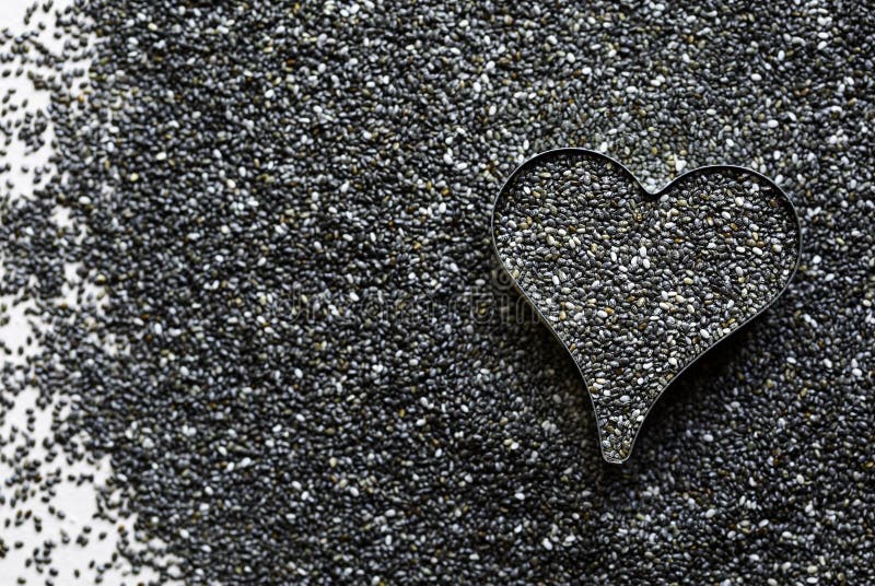 Organic Chia Seed in a Heart Shape Stock Image Image of antioxidant