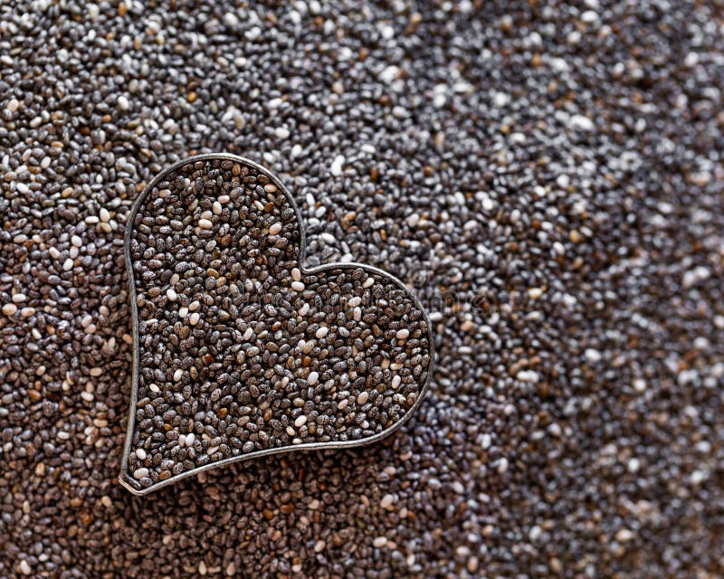Organic Chia Seed in a Heart Shape Stock Photo Image of seed